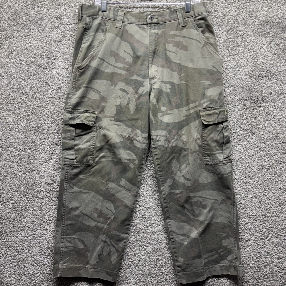 Wrangler Hero Cargo Pants Mens 34x29 Gray Camo Utility 100% Cotton 70LEWCS VTG